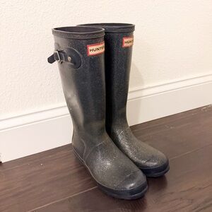 Hunter Boots Original Blue Kid Starcloud Glitter Rain Boot Tall